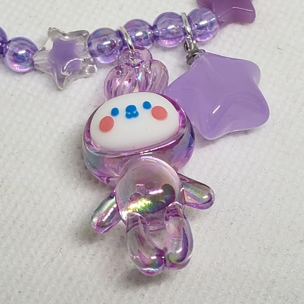 Handmade beaded purple kawaii bunny bracelet
